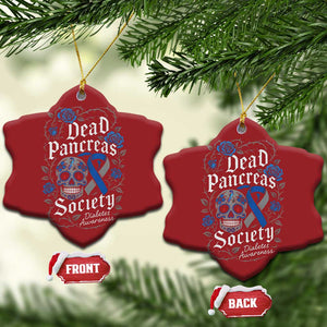 Funny Diabetes Type 1 Awareness Christmas Ornament Dead Pancreas Society Sugar Skull TS10 Snow Flake Red Print Your Wear