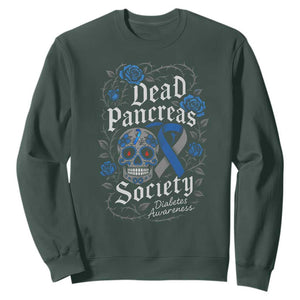 Funny Diabetes Type 1 Awareness Sweatshirt Dead Pancreas Society Sugar Skull TS10 Dark Forest Green Print Your Wear