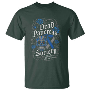 Funny Diabetes Type 1 Awareness T Shirt Dead Pancreas Society Sugar Skull TS10 Dark Forest Green Print Your Wear