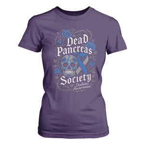 Funny Diabetes Type 1 Awareness T Shirt For Women Dead Pancreas Society Sugar Skull TS10 Purple Print Your Wear