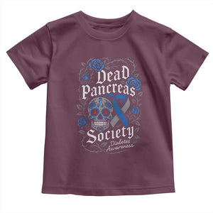 Funny Diabetes Type 1 Awareness Toddler T Shirt Dead Pancreas Society Sugar Skull TS10 Maroon Print Your Wear
