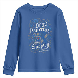 Funny Diabetes Type 1 Awareness Youth Sweatshirt Dead Pancreas Society Sugar Skull TS10 Royal Blue Print Your Wear