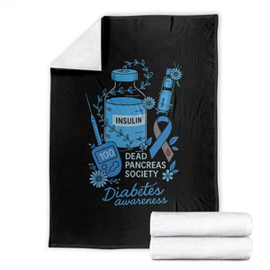 Dead Pancreas Society Throw Blanket Funny Diabetes Awareness Insulin T1D Support TS10 Black Print Your Wear