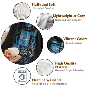 Dead Pancreas Society Throw Blanket Funny Diabetes Awareness Insulin T1D Support TS10 Print Your Wear