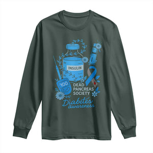 Dead Pancreas Society Long Sleeve Shirt Funny Diabetes Awareness Insulin T1D Support TS10 Dark Forest Green Print Your Wear