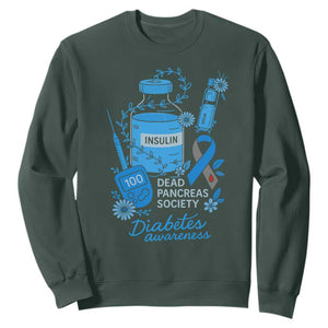 Dead Pancreas Society Sweatshirt Funny Diabetes Awareness Insulin T1D Support TS10 Dark Forest Green Print Your Wear