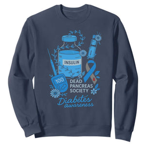 Dead Pancreas Society Sweatshirt Funny Diabetes Awareness Insulin T1D Support TS10 Navy Print Your Wear