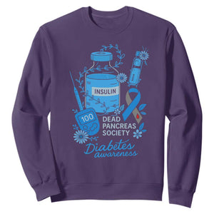 Dead Pancreas Society Sweatshirt Funny Diabetes Awareness Insulin T1D Support TS10 Purple Print Your Wear