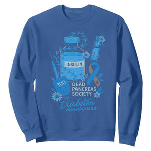 Dead Pancreas Society Sweatshirt Funny Diabetes Awareness Insulin T1D Support TS10 Royal Blue Print Your Wear