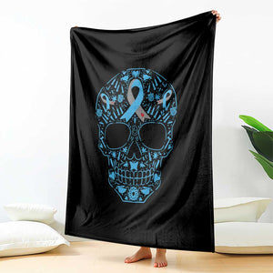 Diabetes Awareness Skull Throw Blanket Blue Ribbon T1D Support Sugar Skull TS10 Print Your Wear