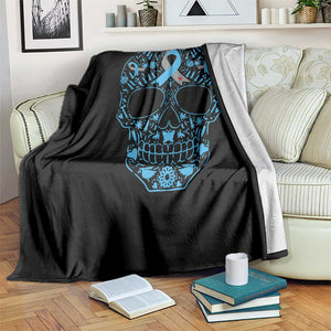 Diabetes Awareness Skull Throw Blanket Blue Ribbon T1D Support Sugar Skull TS10 Print Your Wear