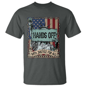 Funny Hands Off With Justice For All T Shirt Statue Of Liberty American Flag TS11 Dark Heather Print Your Wear
