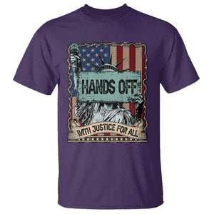 Funny Hands Off With Justice For All T Shirt Statue Of Liberty American Flag TS11 Purple Print Your Wear