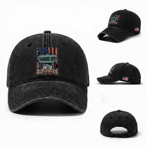 Funny Hands Off With Justice For All Washed Cotton Baseball Cap Statue Of Liberty American Flag TS11 Washed Cap Universal Fit Black Print Your Wear