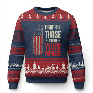 Fight For Those Without Your Privilege Ugly Christmas Sweater TS11 Navy Red Print Your Wear