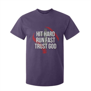 Hit Hard Run Fast Trust God Christian Baseball T Shirt For Kid TS11 Purple Print Your Wear
