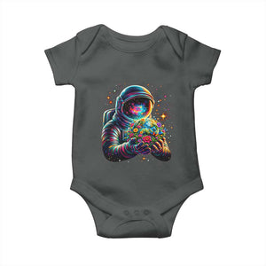 Astronaut Earth Flowers Spaceman Planet Galaxy Universe Baby Onesie TS11 Dark Heather Print Your Wear