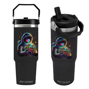 Astronaut Earth Flowers Spaceman Planet Galaxy Universe Flip Straw Tumbler TS11 One Size: 30 oz Black Print Your Wear