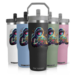 Astronaut Earth Flowers Spaceman Planet Galaxy Universe Flip Straw Tumbler TS11 Print Your Wear