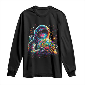 Astronaut Earth Flowers Spaceman Planet Galaxy Universe Long Sleeve Shirt TS11 Black Print Your Wear