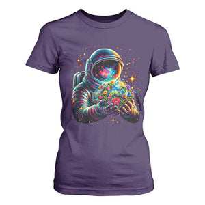 Astronaut Earth Flowers Spaceman Planet Galaxy Universe T Shirt For Women TS11 Purple Print Your Wear