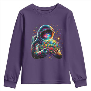 Astronaut Earth Flowers Spaceman Planet Galaxy Universe Youth Sweatshirt TS11 Purple Print Your Wear
