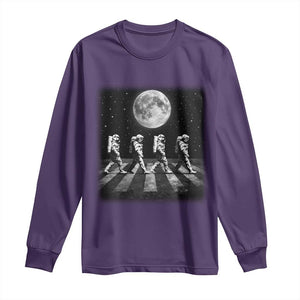 Astronauts Walking In Space Galaxy Moon Planet Long Sleeve Shirt TS11 Purple Print Your Wear