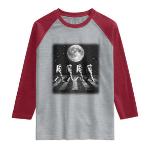 Astronauts Walking In Space Galaxy Moon Planet Raglan Shirt TS11 Heather Gray Heather Red Print Your Wear