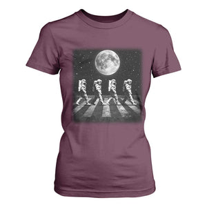 Astronauts Walking In Space Galaxy Moon Planet T Shirt For Women TS11 Maroon Print Your Wear