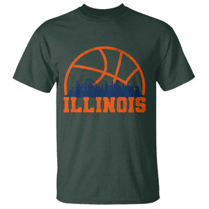 Illinois Fan T Shirt IL State Basketball Game Day TS11 Dark Forest Green Print Your Wear