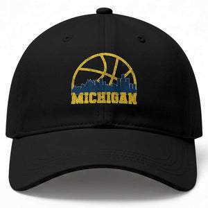 Michigan Fan Basketball Grooves Skyline MI State Baseball Cap TS11 Print Your Wear