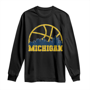 Michigan Fan Basketball Grooves Skyline MI State Long Sleeve Shirt TS11 Black Print Your Wear