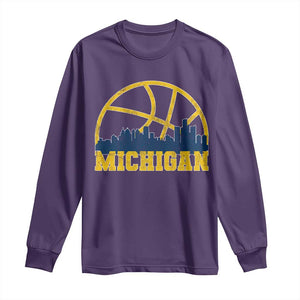 Michigan Fan Basketball Grooves Skyline MI State Long Sleeve Shirt TS11 Purple Print Your Wear
