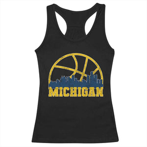 Michigan Fan Basketball Grooves Skyline MI State Racerback Tank Top TS11 Black Print Your Wear