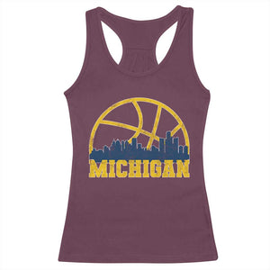 Michigan Fan Basketball Grooves Skyline MI State Racerback Tank Top TS11 Maroon Print Your Wear