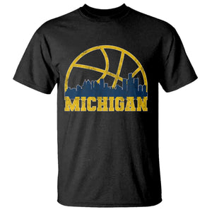 Michigan Fan Basketball Grooves Skyline MI State T Shirt TS11 Black Print Your Wear