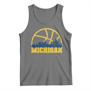 Michigan Fan Basketball Grooves Skyline MI State Tank Top TS11 Black Heather Print Your Wear