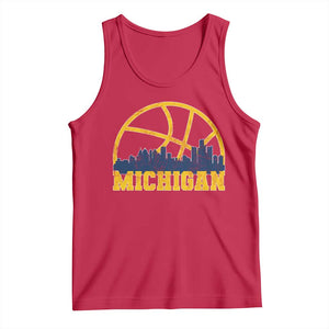 Michigan Fan Basketball Grooves Skyline MI State Tank Top TS11 Red Print Your Wear