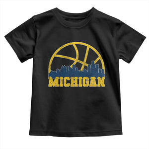 Michigan Fan Basketball Grooves Skyline MI State Toddler T Shirt TS11 Black Print Your Wear