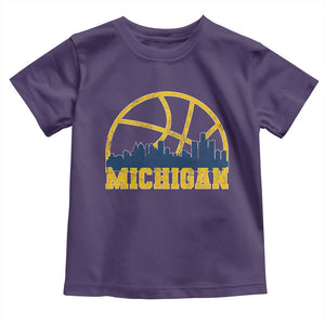 Michigan Fan Basketball Grooves Skyline MI State Toddler T Shirt TS11 Purple Print Your Wear