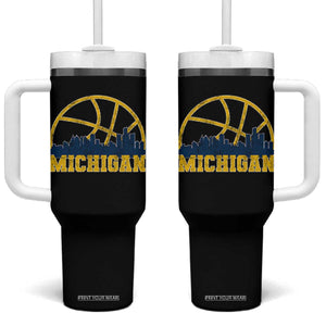 Michigan Fan Basketball Grooves Skyline MI State Tumbler With Handle TS11 One Size: 40 oz Black Print Your Wear