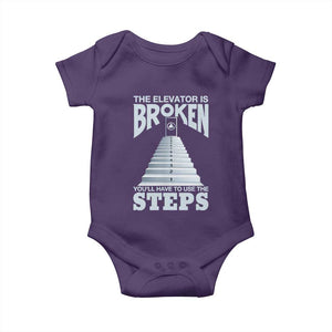 Sobriety Anniversary Sober Baby Onesie The Elevator is Broken You Will Have To Use The Steps TS11 Purple Print Your Wear