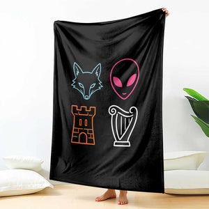Fox Alien Castle Harp Retro Throw Blanket San Antonio Texas Sports