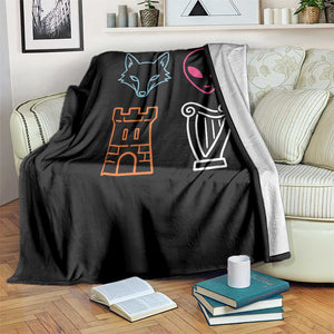 Fox Alien Castle Harp Retro Throw Blanket San Antonio Texas Sports
