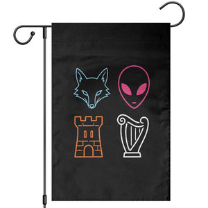Fox Alien Castle Harp Retro Garden Flag San Antonio Texas Sports
