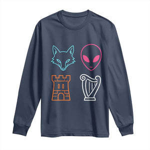 Fox Alien Castle Harp Retro Long Sleeve Shirt San Antonio Texas Sports