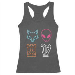 Fox Alien Castle Harp Retro Racerback Tank Top San Antonio Texas Sports