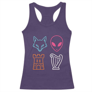 Fox Alien Castle Harp Retro Racerback Tank Top San Antonio Texas Sports