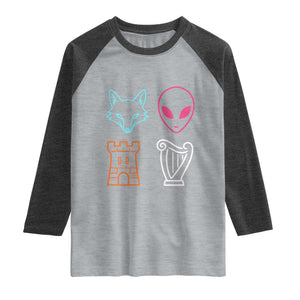 Fox Alien Castle Harp Retro Raglan Shirt San Antonio Texas Sports
