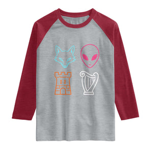 Fox Alien Castle Harp Retro Raglan Shirt San Antonio Texas Sports